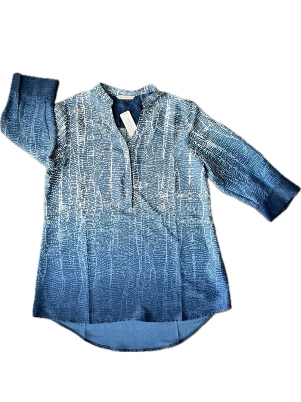 Soft Surroundings NWT Blue Briqitte Tunic High Low Gradient Print Top